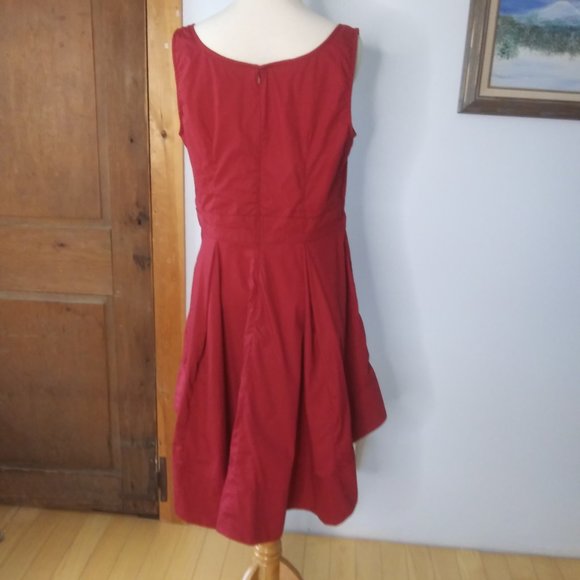 eShakti sleeveless red dress size large unique hem line - Picture 4 of 12
